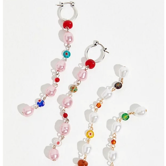 NWT Free People Regina Pearl Dangling Earrings Multicolor - Picture 7 of 7